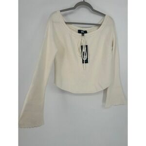 Madden NYC NWT Ribbon Top XXL Cream Bell Sleeve Romantic Coquette Balletcore